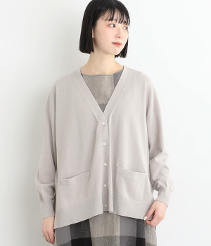コットンニットカーディガン(グレージュ-ONESIZE)