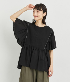 キャンブリックピンタックプルオーバー(ブラック-ONESIZE)