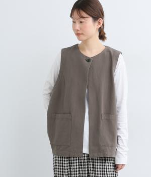コットンリネンキャンバスベスト