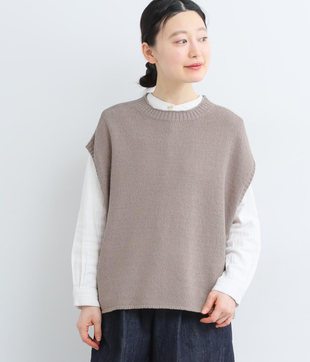 ニットワイドベスト(ベージュ-F)