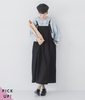 別注｜リネンコットン　ジャンパースカート(ブラック-ONESIZE)