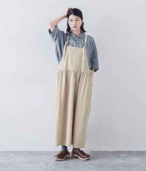 別注｜リネンコットン　ジャンパースカート(ナチュラル-ONESIZE)