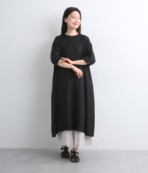 リネンサイドギャザーワンピース(ロング)