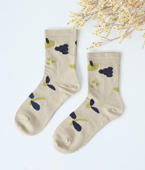 ボタニカルパターンソックス(ベージュ-F)