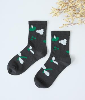 ボタニカルパターンソックス(チャコール-F)