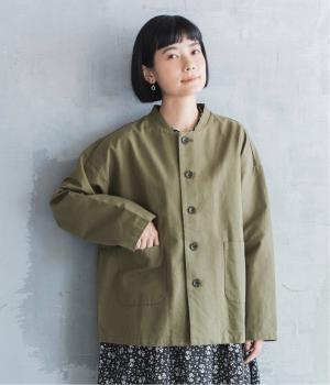 コットンツイルマオカラージャケット(オリーブ-F)