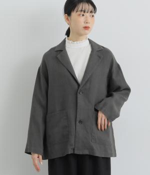 ヘビーリネンテーラードジャケット(チャコール-F)