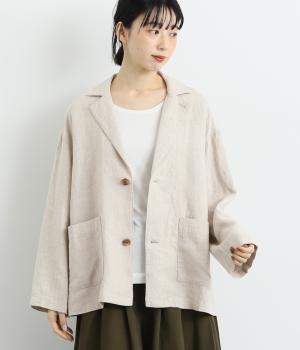 ヘビーリネンテーラードジャケット(ナチュラル-F)