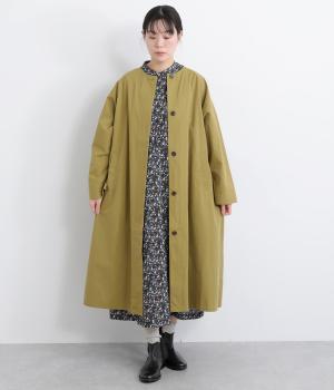 コットンツイルノーカラーコート(ベージュ-F)