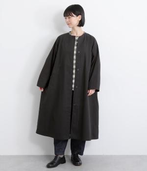 コットンツイルノーカラーコート(ブラック-F)