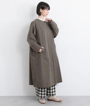 コットンツイルノーカラーコート(チャコール-F)