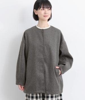 ウールミックスノーカラーショートコート(チャコール-F)
