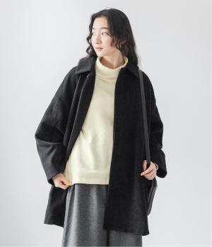 ウールミックスバルマカーンハーフコート(ブラック-F)