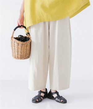 コットンリネンデニムフロントポケットパンツ(ナチュラル-ONESIZE)