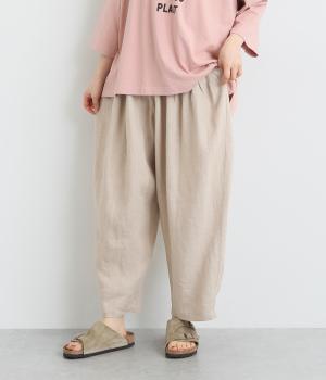 ヘビーリネン　タックパンツ(ベージュ-ONESIZE)