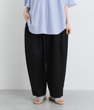 ヘビーリネン　タックパンツ(ブラック-ONESIZE)