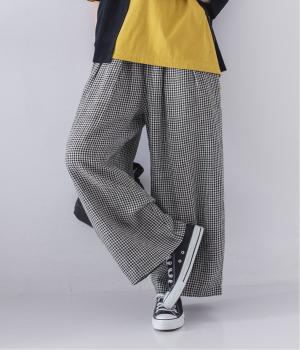 リネンチェックタックワイドパンツ(ギンガム-ONESIZE)