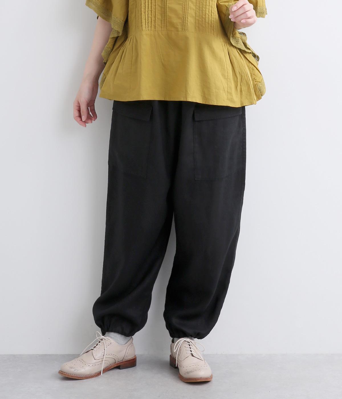 ヘビーリネンフロントポケットパンツ(ブラック-F)