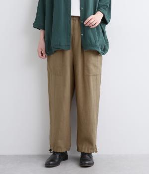 ヘビーリネンフロントポケットパンツ(ブラウン-F)