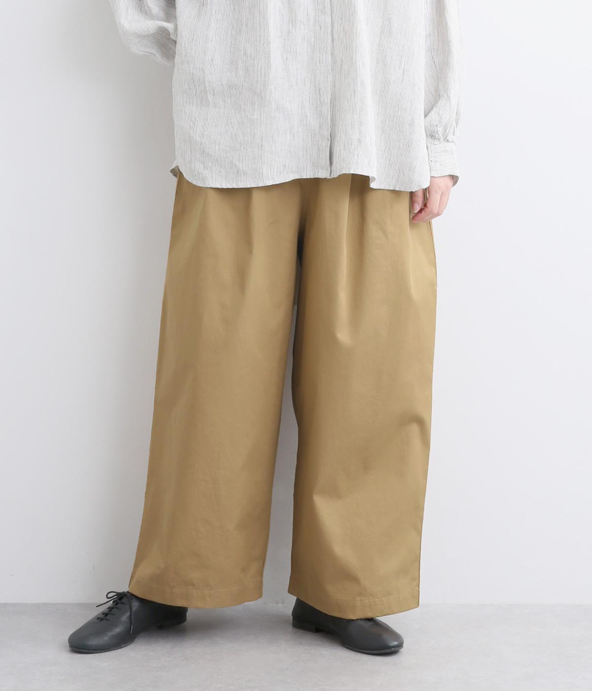 コットンワッシャーツイルワイドパンツ(ベージュ-F)