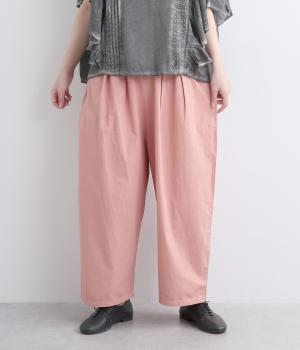 コットンガーメントダイ ウエストタックパンツ(ピンク-F)