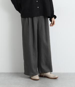 ヘビーリネンワイドストレートパンツ(チャコール-F)