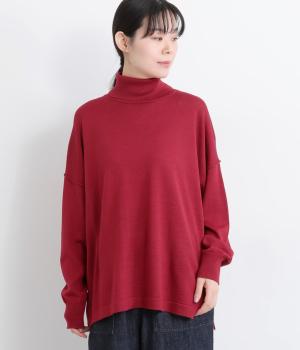 ウォッシャブル　アクリルウールニットタートルネックプルオーバー(レッド-F)