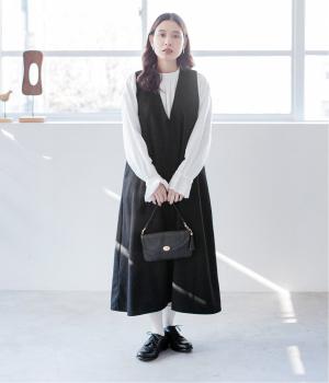 ウールミックスジャンパースカート(ブラック-F)