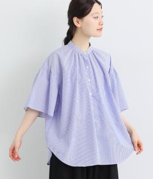 ブロードストライプブラウス(ブルーストライプ-ONESIZE)