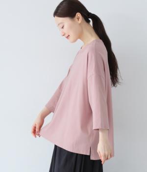 オーガニックコットン7分袖Tシャツ(ピンク-ONESIZE)