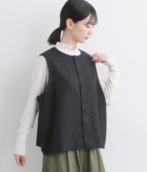 ヘビーリネン2wayベスト(ブラック-F)