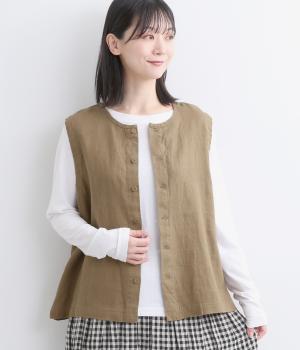 ヘビーリネン2wayベスト(ブラウン-F)