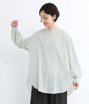 キャンブリック　スモッキングブラウス(ライトブルー-F)