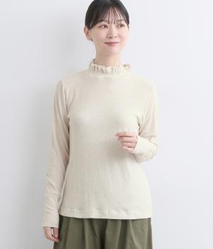 ガーゼカットソーフリルネックTシャツ(ヘザーグレー-F)