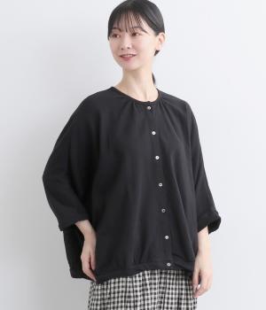 ダブルクロスカットソードルマンカーディガン(ブラック-F)