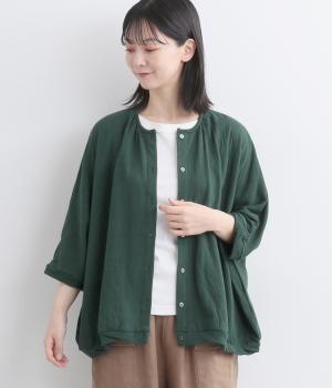 ダブルクロスカットソードルマンカーディガン(グリーン-F)