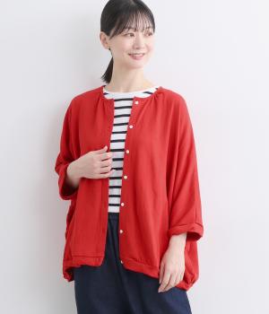 ダブルクロスカットソードルマンカーディガン(レッド-F)