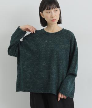 ウォッシャブル　コットンリネンウールミックスニット2wayカーディガン(グリーン-F)