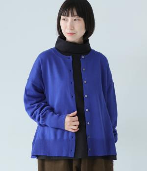 ウォッシャブル　アクリルウールニット2wayカーディガン(ブルー-F)