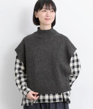 ニットハイネックベスト(チャコール-F)