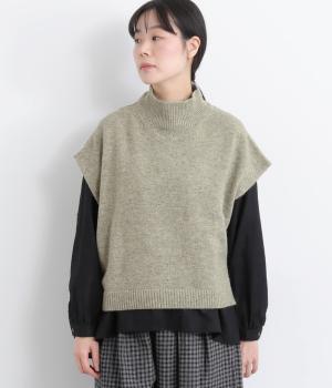 ニットハイネックベスト(ライトグレー-F)