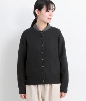 ウォッシャブル　ウールミックススムースニットカーディガン(ブラック-F)