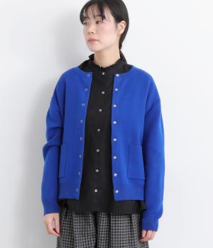 ウォッシャブル　ウールミックススムースニットカーディガン(ブルー-F)