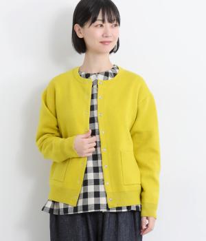 ウォッシャブル　ウールミックススムースニットカーディガン(イエロー-F)