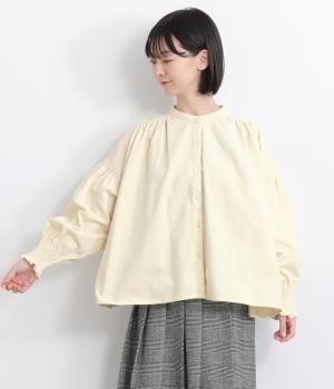 コーデュロイギャザーワイドブラウス(アイボリー-F)
