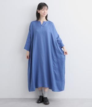 ヘンプシャーリングワンピース(ブルー-F)