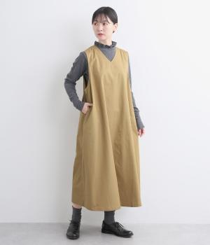 コットンワッシャーツイルジャンパースカート(ベージュ-F)