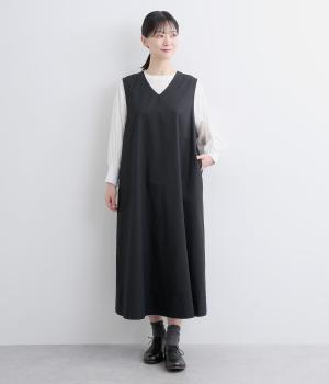 コットンワッシャーツイルジャンパースカート(ネイビー-F)