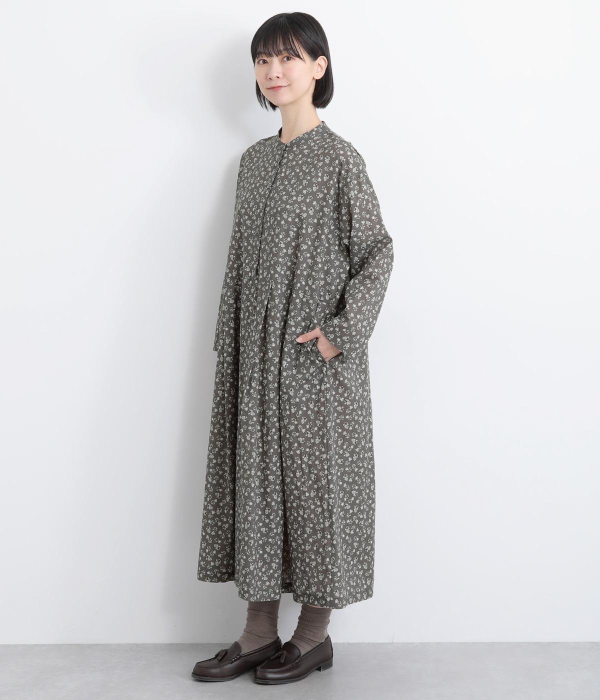 ローンフラワープリントワンピース(グレー-F)