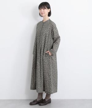 ローンフラワープリントワンピース(グレー-F)